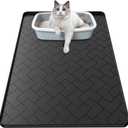 Silicone Cat Litter Mat for litter box 24" X 15"-Easy to Clean Cat Litter Trapping Mat, Waterproof, urine-proof and non-slip to keep the floor clean and tidyBlack