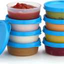Condiment Cups Containers with Lids- 8 pk. 2.3 oz.Salad Dressing Container to go Small Food Storage Containers with Lids- Sauce Cups Leak proof Reusable Plastic BPA free for Lunch Box Picnic Travel (Blue)