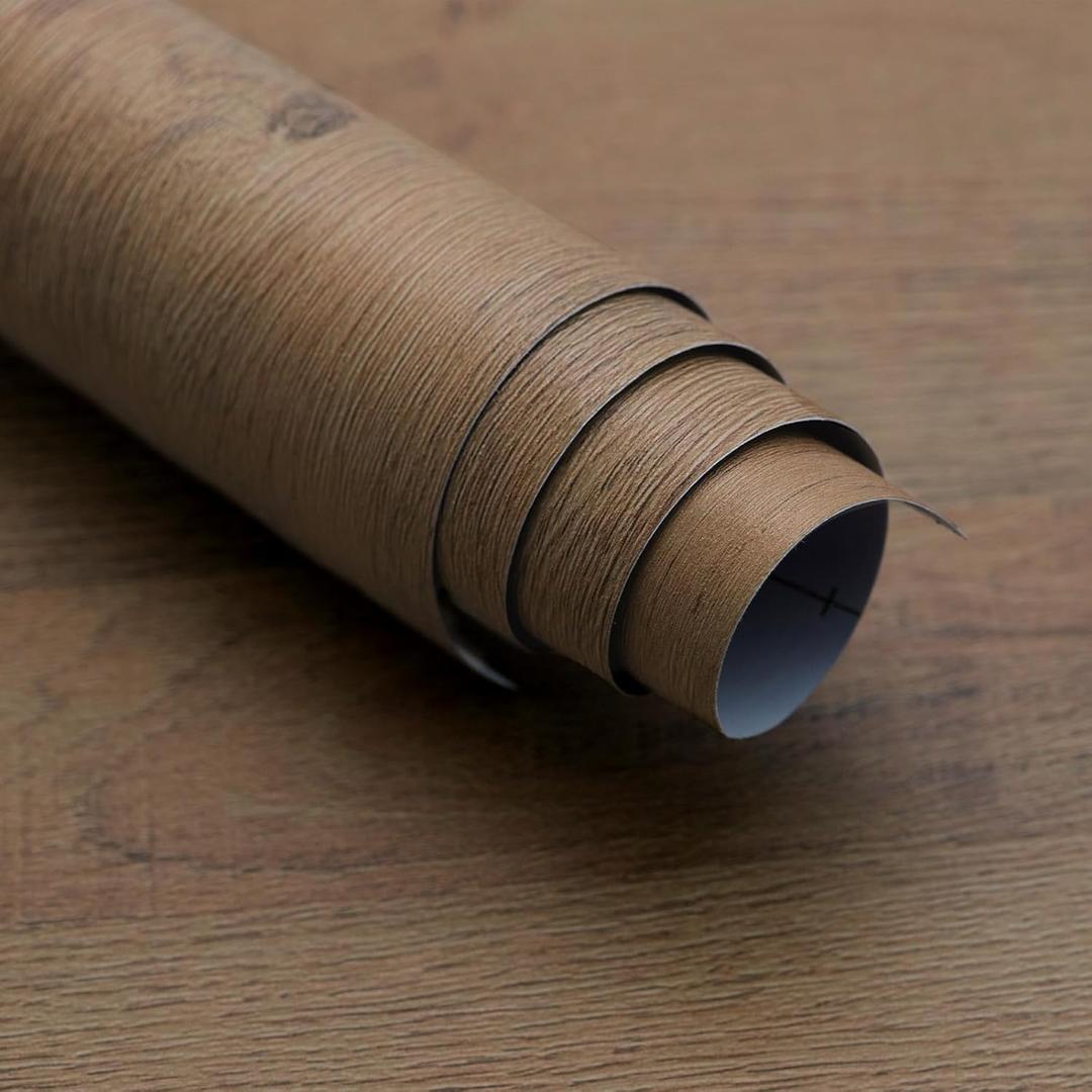 Boobest Large Size 48"x196" Brown Wood Wallpaper Peel and Stick Wood Grain Contact Paper Waterproof Removable Self Adhesive Dark Faux Wood Wallpaper for Bedroom Bathroom Living Room Classroom Walls
