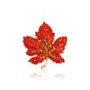  Crystal Maple Leaf Brooch Pin Women Clothing Collar Corsage Jewelry, Red