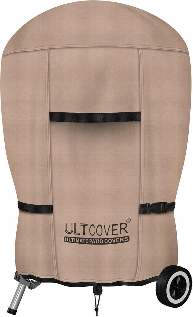 ULTCOVER Outdoor Waterproof Charcoal Kettle Grill Cover for Most 22 inch Round Smoker Size Up to 28 Dia x 35 H