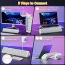 SOULION Computer Speakers, USB-Powered Bluetooth PC Soundbar with Dynamic RGB LED Lights, Surround Sound for Desktop, Laptop, Office, Work, Music & Gaming White (USB-C to USB Adapter Included)