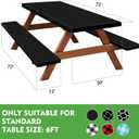 Picnic Table Cover with Bench Covers, Fitted 6ft Waterproof Tablecloth Set for Outdoor Camping & RV - Includes 1 Table Cover & 2 Bench Covers with Drawstring Storage Bag, 30"x72", Solid Black
