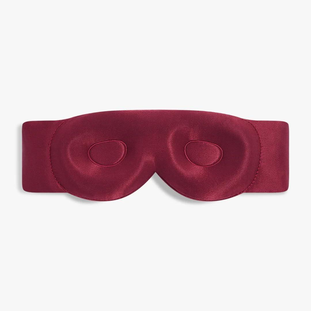 Dore & Rose Aura Sleep Mask, 100% Light Blocking Mulberry Silk Eye Mask (23 Momme), Extra Room for Lashes, Reduces Eye Bags & Dark Circles, Adjustable Travel Deep Sleep Mask for Men & Women (Burgundy)