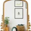 Gold Arched Mirror (15.9 * 19.8 inches) Ornate Baroque Arch Wall Mirror-for Living Rooms, Hallways, Fireplaces, Bathrooms, Entryways