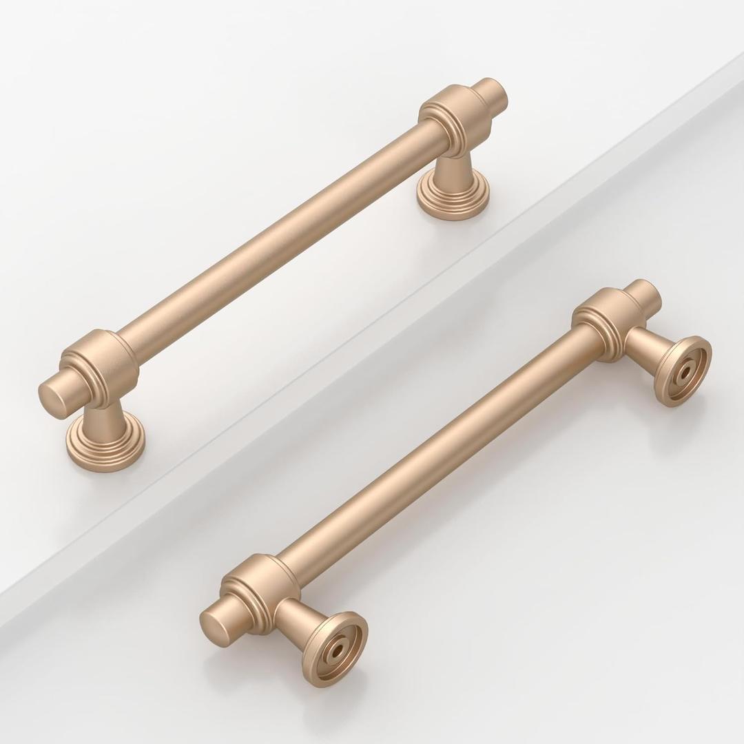 10 Pack 5"(128mm) Champagne Bronze Cabinet Pulls Kitchen Cabinet Handles Champagne Cabinet Hardware Drawer Pulls for Cupboard CK0081 (Champagne Rose Gold)