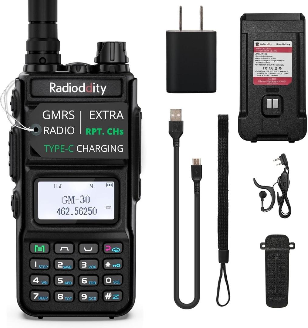 Radioddity GM-30 GMRS Radio Handheld 5W Long Range Two Way Radio for Adults, GMRS Repeater Capable, with NOAA Scanning & Receiving, Display SYNC, for Off Road Overlanding Family Use, 1 Pack
