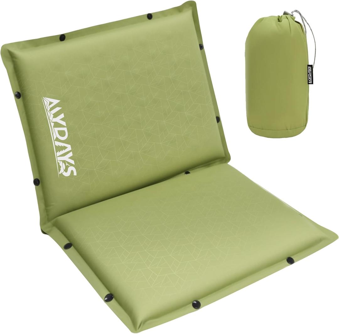 MYDAYS Inflatable Seat Cushion, Portable Stadium Seat Pad, Lightweight Chair Pad for Outdoor, Airplane, Travel, Stadium, Camping & Car (2 Piece without Back Rest)