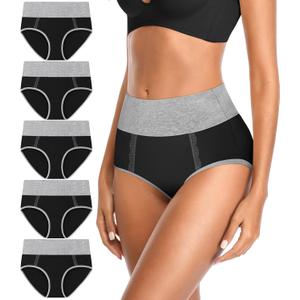High Waisted Underwear Womens Cotton Soft Breathable Briefs Ladies Panties Multipack (Regular & Plus Size) (Large)