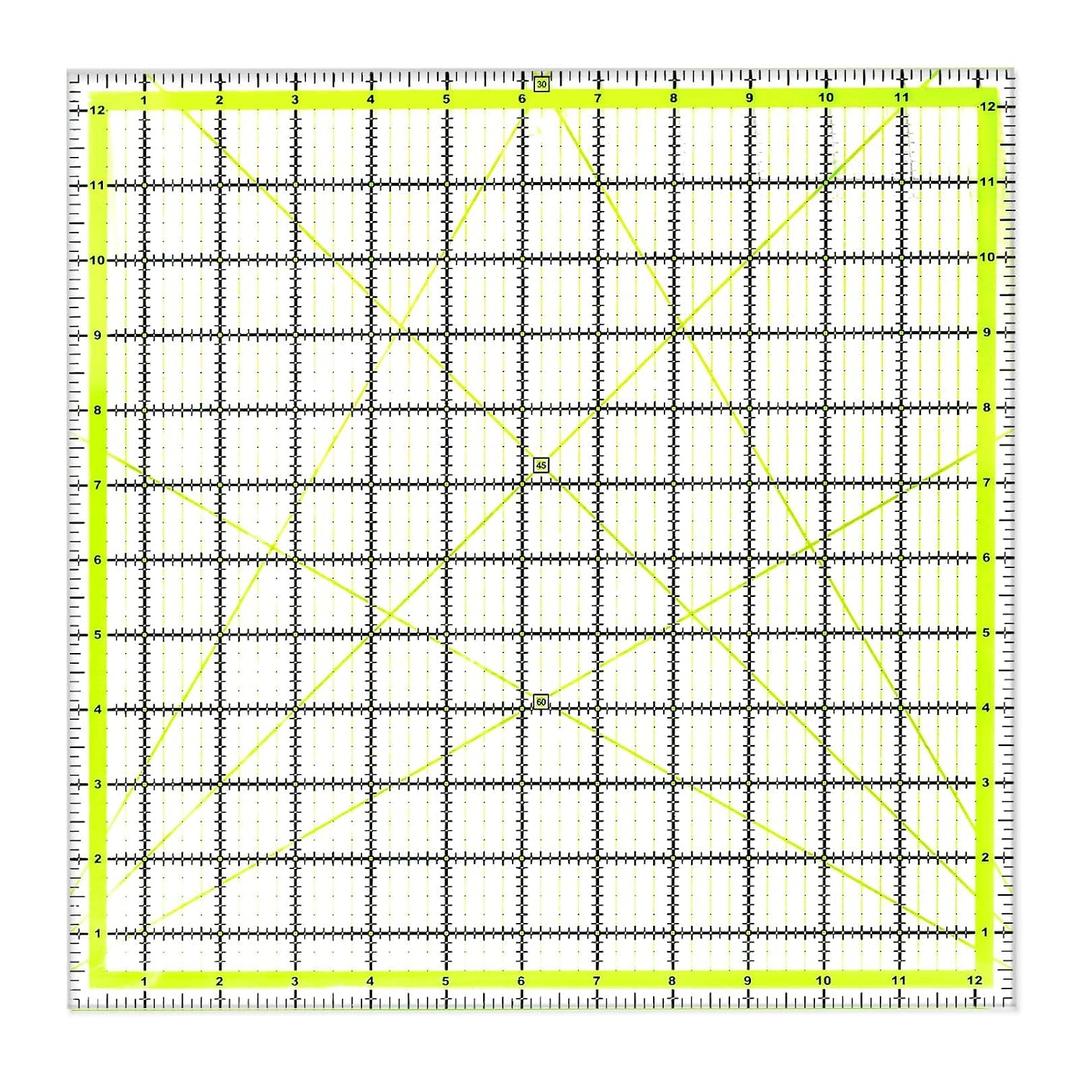 UOOU Quilting Ruler(12.5"X12.5"), Square Quilting Rulers Fabric Cutting Ruler Acrylic Quilters Rulers Clear Mark for Easy Precision Cutting and Crafts Quilting and Sewing