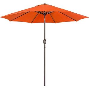 Blissun 9' Outdoor Patio Umbrella, Outdoor Table Umbrella, Yard Umbrella, Market Umbrella with 8 Sturdy Ribs, Push Button Tilt and Crank, Orange