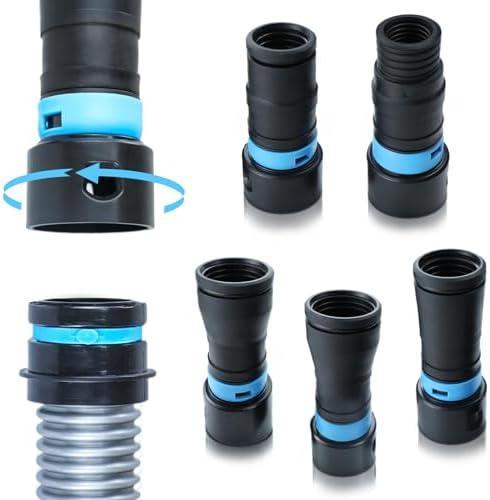 5 Dust Collection Hose Adapters Kit for Home and Shop Vacuum Hose System, Expanded Adapter Set Fits Most Woodworking Power Tools and Sanders, Compatible With Multi-Brands