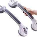 Shower Grab Bars for Seniors 2 Pack,16.8" Suction Shower Handle with Safety Indicator, No-Drill Bathroom Safety Rails for Elderly, Bathtub & Tile/Glass (Gray)