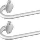 TVWOO Silver Wrap Around Curtain Rods 2Pack:Small Blackout Adjustable Window Curtain Rod for Bedroom Kitchen Apartment Renter Friendly,Room Darkening Curved Drapery Rods Easy Install,Nickel 28-48 Inch