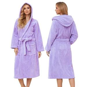 PJGGZ Hooded Bathrobe for Women, Soft Long Towel Robe for Women - Quick Dry yet Warm(Light Purple,2XL/3XL)