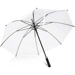 Jexine Extra Large Clear Golf Umbrella 60 Inch Oversized Automatic Open Stick Umbrella Transparent Waterproof for Adult Men Women Outdoor Sport Golf Play Weddings