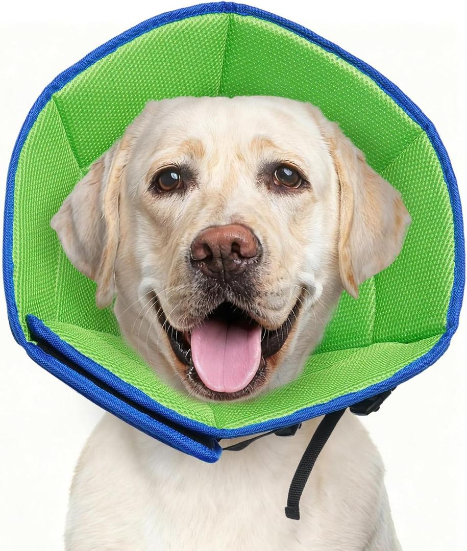 Dog Cone Collar L, Soft Cones for Large Medium Small Dogs,Adjustable Dog Cone Alternative to Stop Licking, Comfy Elizabethan Collar for After Surgery Wound Healing & Hot Spots Blue