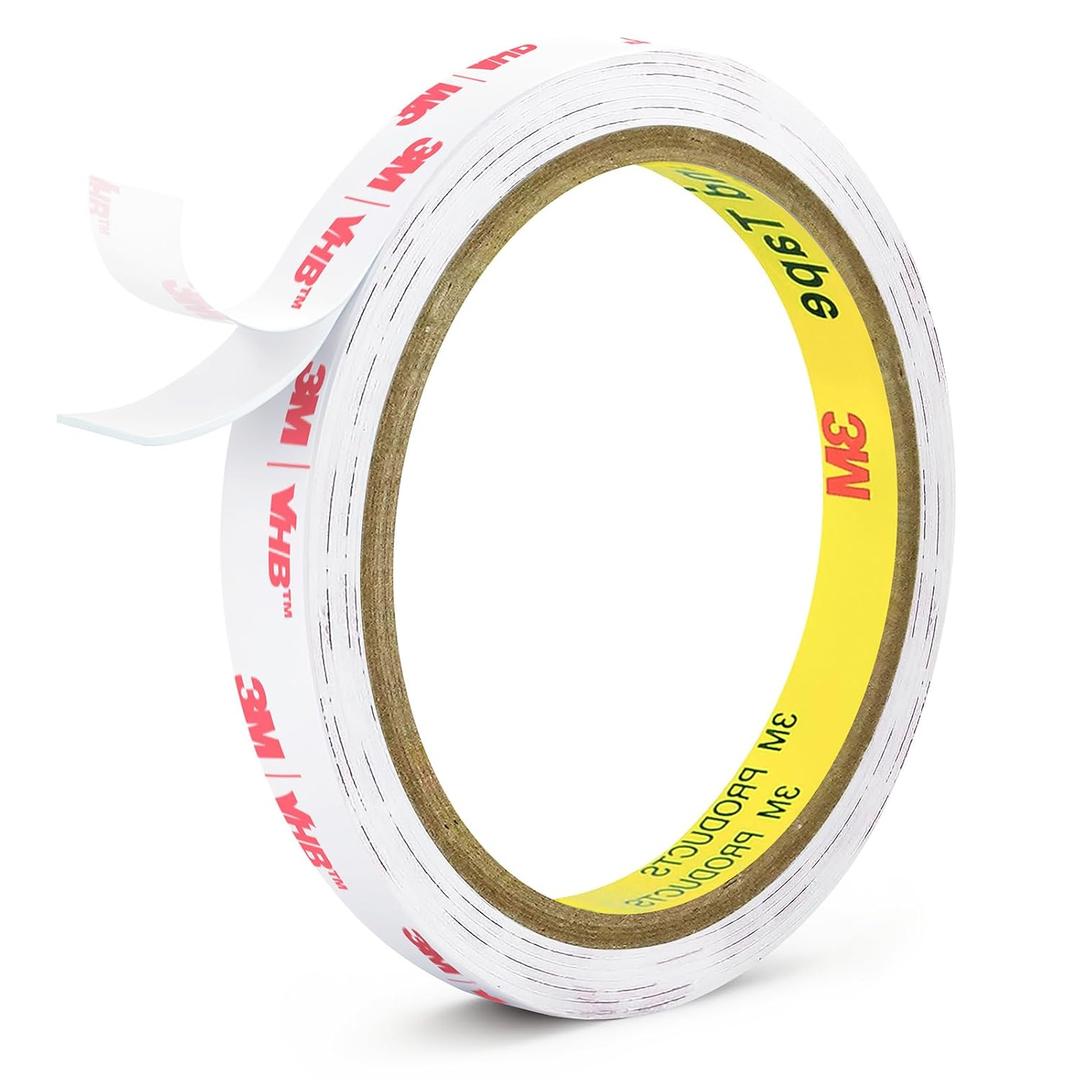0.39in X 9.85ft Double Sided Tape Heavy Duty, Removable Mounting Tape for Wall, White Sticky Foam Tape, Picture Hanging Strips & Poster Hanger, Waterproof Adhesive Strips for LED Light