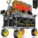 Collapsible Extended Wagon with Big All-Terrain Wheels 350LB& Oversized Outdoor Heavy Duty Utility Garden Cart Foldable Large Beach Wagon for SandFishing Camping Portable Grocery Pull Cart