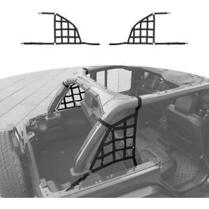 RT-TCZ for Wrangler JL Mesh Cargo Trunk Side Net Restraint Protective Roof Top Baggage Side Net for Jeep Wrangler JL JLU 4 Door 2018 Up Black Accessories 2pcs
