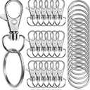 100PCS Premium Swivel Snap Hooks with Key Rings,Metal Lanyard Keychain Hooks Lobster Clasps for Key Jewelry DIY Crafts 1.25inches/32mm(50 Pcs Lanyard Snap Hooks+50 Pcs Key Rings)