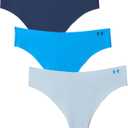 Under Armour Women's 3-pack Pure Stretch No Show Thong Underwear, All-day Comfort & Ultra-soft Fit (Blue Calm)