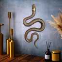 Blulu Gold Snake Wall Decor - Witchy Metal Wall Art Gothic Flat Snake Hanging for Altar Home Decor - Goth Wall Art for Apartment Bedroom Bathroom - 15.75 Inch
