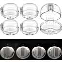 Stove Knob Safety Covers, for Knob Diameter Less Than 2.4", Press Gas Stove Knob Locks, Unlock with Two-Finger, Oven Knob Covers for Child Safety, Clear, Pack of 5