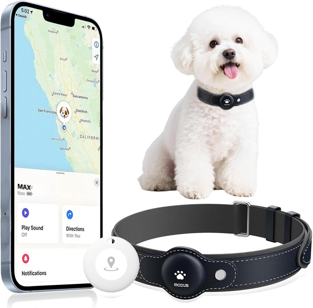 GPS Tracker for Dogs, 2 in 1 Smart Pet Collar (Only iOS), No Monthly Fee Waterproof Dog Collar with Real-time Tracking, Anti-Lost, 365-Day Long Battery GPS Tracker for All Sized Dogs(Locator Included)
