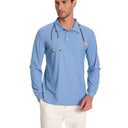 Milarlv Scrub Shirt for Men Lab Medical Polo Nursing Doctor Stand Up Collared Long Sleeve Medicine Work Top Blue, Size S