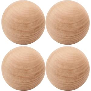 SEUNMUK 4 Pieces 3 Inch Wooden Round Balls, Unfinished Natural Wood, Replacement for Glass Wine Decanters and Top, DIY Decorative Wood Crafting Hardwood Balls
