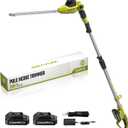 SEYVUM 20V 20 inch Cordless Pole Hedge Trimmer, 9 Feet Reach, Electric Hedge Trimmer with Extension Pole for Shrubs Pruning, Multi-Angle (2 Packs 2.0Ah Batteries and Charger Included)