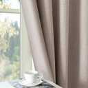100% Blackout Curtains 96 inch Length 2 Panels Faux Linen Long Drapes for Bedroom Living Room Black Out Room Darkening Curtain Thermal Insulated Back Tab Rod Pocket(W52 x L96, Beige)