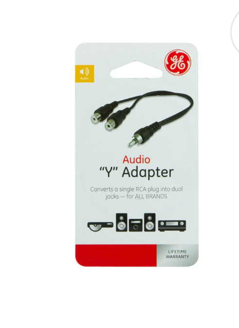 GE 2-Way RCA Audio Adapter,6in, Black 2PAC