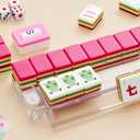 American Mahjong Tile Set(4 Layer), 1.2”Mahjong Tile Set with Carrying Bag, 160 Pink Travel Mahjong Set, 4 All-in-One Rack/Pushers & Accessories, Unique Gifts for Fathers Day Mahjong Enthusiasts, 1.2 x 0.9 x 0.5 inches