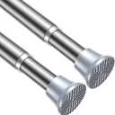 AIZESI Silver Tension Rods, 24-46 Inch, 2 Pack, Stainless Steel, Tension Mounted, Window Treatment