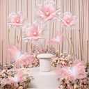 Cinnvoice 8 Pcs Large Butterfly Flower Decorations 20 Inch 12 Inch 3D Giant Silk Butterfly Big Flower Mariposas Grandes para Decoracion for Wedding Backdrop Birthday Party(Pink)