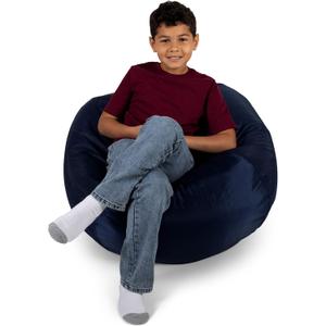Big Joe Classic Bean Bag Chair for Kids Bedroom and Reading Nook, Easy-Clean Navy, Durable Nylon Polyester Blend, 2 feet Refillable