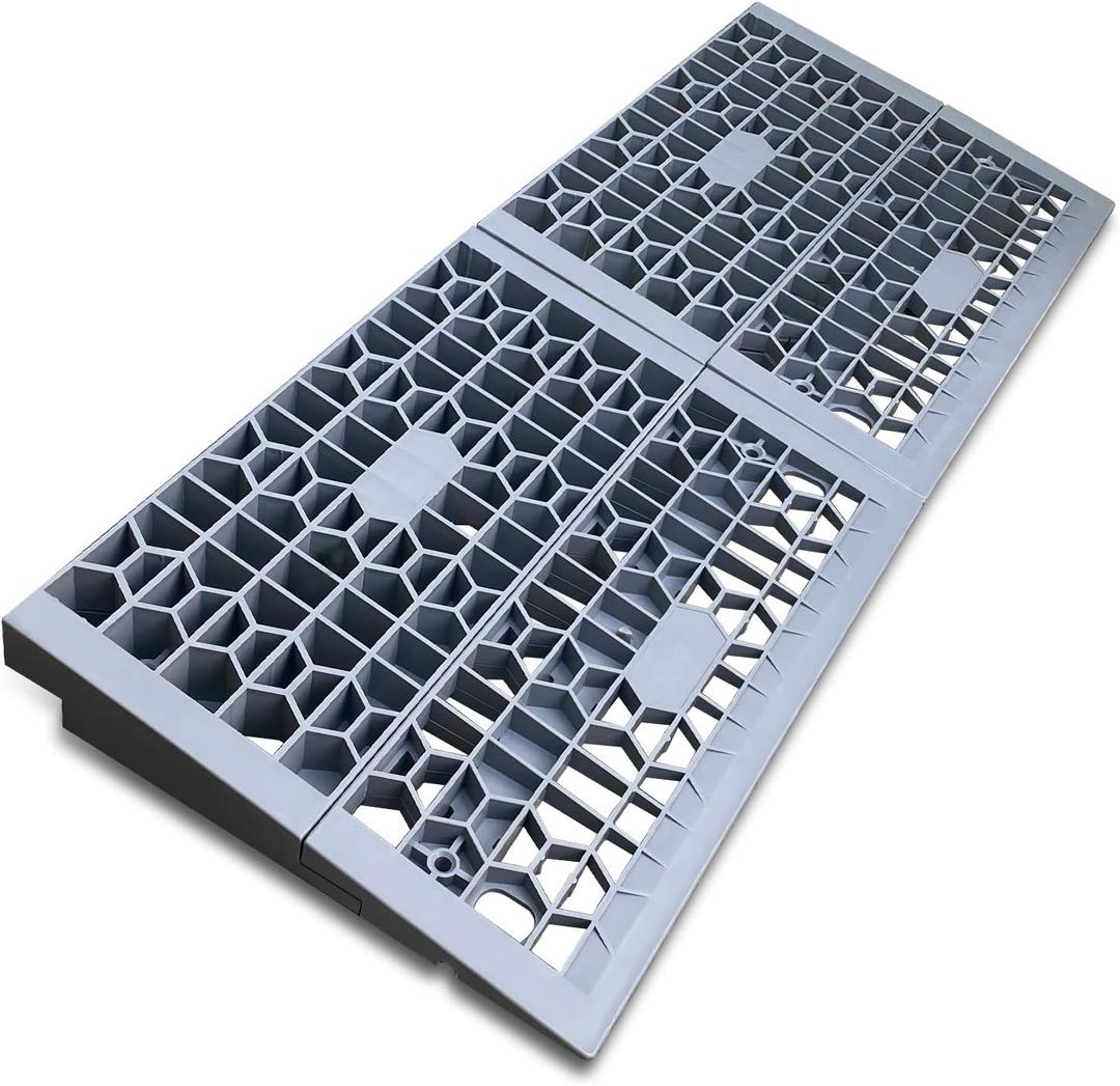 HOXWELL Modular Threshold Ramps for Doorways, 2'' Rise Wheelchair Ramps for Home Steps, 3000 Lbs Load Capacity Detachable Solid Plastic Entry Door Ramps for Wheelchairs and Cars, 2 PCS