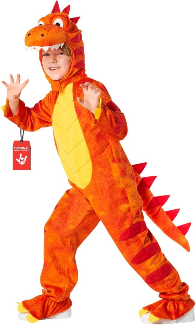 Morph - Orange Dinosaur Costume Kids, Kids Dinosaurs Halloween costumes, Toddler Dinosaur Costume (4-6 Years)