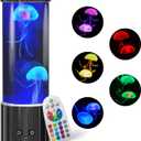 Jellyfish Lamp, LED Jellyfish Tank Table Lamp with Remote Control,17 Color Changing Dimmable Aquarium Night Light for Home Decor & Christmas Birthday Gifts (11.6" Tall, Black)