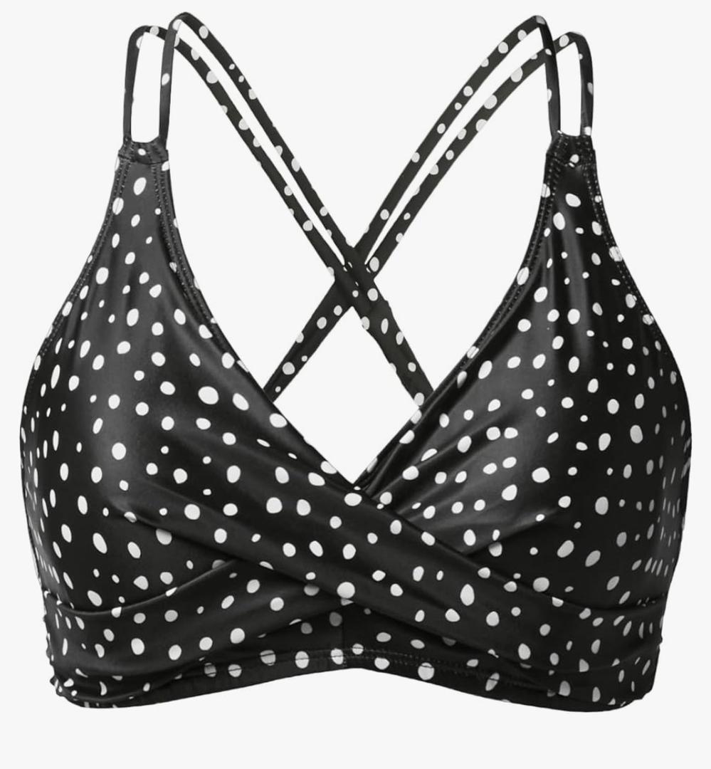 Holipick Women Black High Waisted Bikini Twist Front Swimsuits 2 Piece Lace Up Bikini top with Tummy Control Swims,L