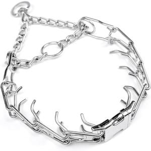 No Pull Adjustable Collar with Quick Release Buckle, Extra Link and Caps, Size: M/L (Neck: 17"-23'' 3.2mm)