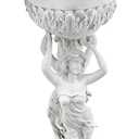 Design Toscano Les Filles Joyeuses Dancing Maidens Pedestal Column Plant Stand with Urn, 36 Inch Tall, Cast Stone Resin, Antique Stone Finish