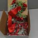 Dingion 6 Pcs 6" Christmas Mini Cabinet Wreaths Norfolk for Kitchen with Ribbon Bows Red Berry Norfolk Pine Small Window Wreath Hunging Ornament for Window Door Farmhouse Christmas Party Decorations