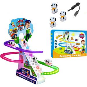Dogs Climbing Toy Set Electric Light Slide Climbing Toys for Automatic Stairs,Playful Santa Race Game Christmas Roller Climbing Toys with LED Light and Music for Toddlers Boys Girls