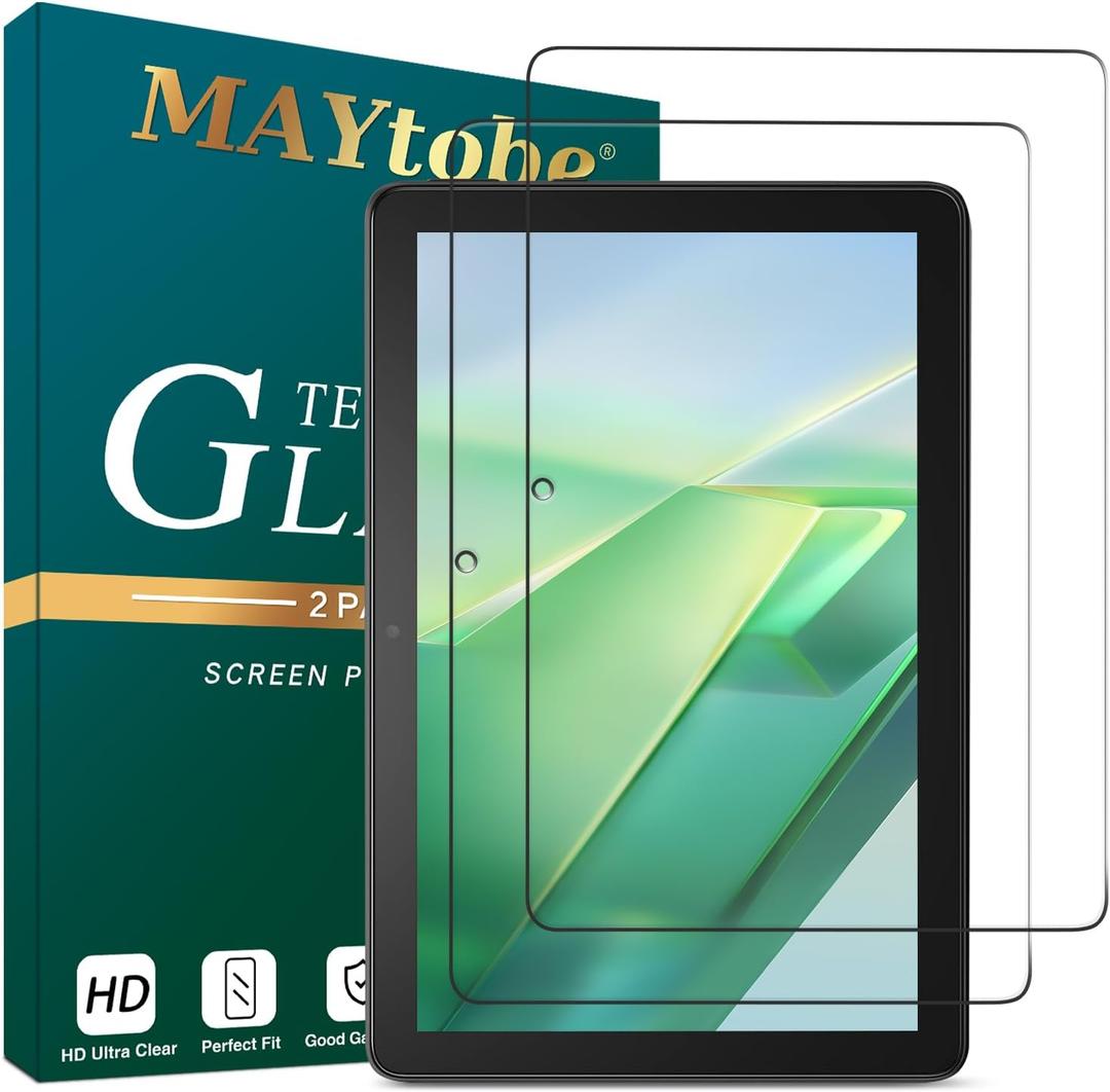 MAYtobe [2-Pack Screen Protector for Fire HD 10 / Fire HD 10 Plus (11th/13th Generation,2021/2023 release) (10.1 Inch) Tempered Glass, No Bubbles, Scratch-Resistant
