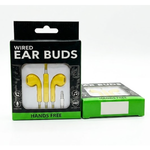 Wired Ear Buds, Yellow, 2 pack