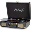 Vinyl Record Player 3Speed Bluetooth Suitcase Portable BeltDriven Record Player with Builtin Speakers RCA Line Out AUX in Headphone Jack Vintage Turntable