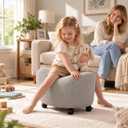 Cozy Corduroy Ottoman Foot Rest, Modern Upholstered Accent Stool, Medium